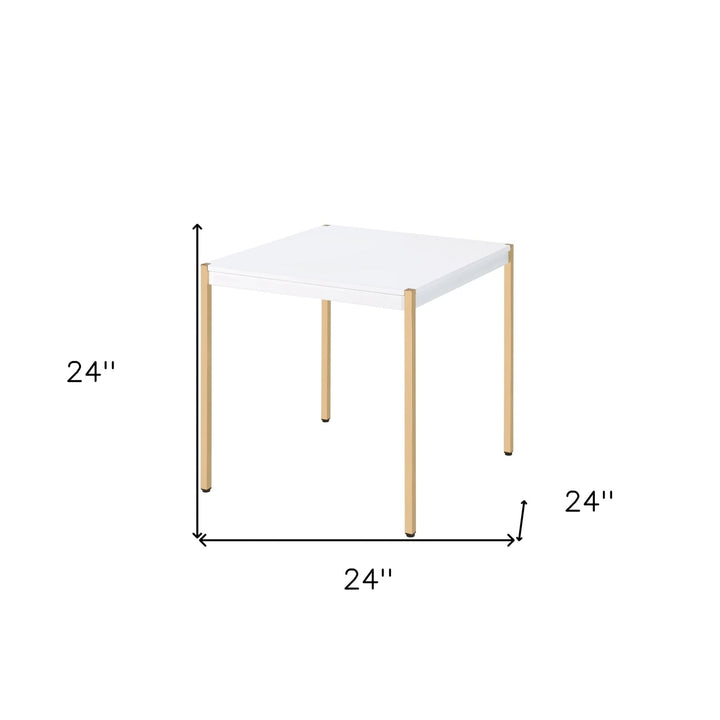 24" Gold And White Manufactured Wood Square End Table Image 5