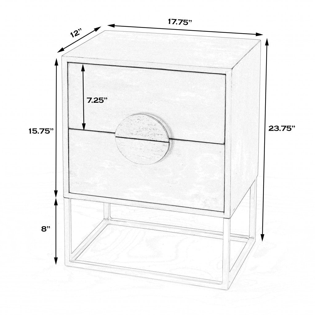 24" Off White Two Drawer Nightstand Image 4