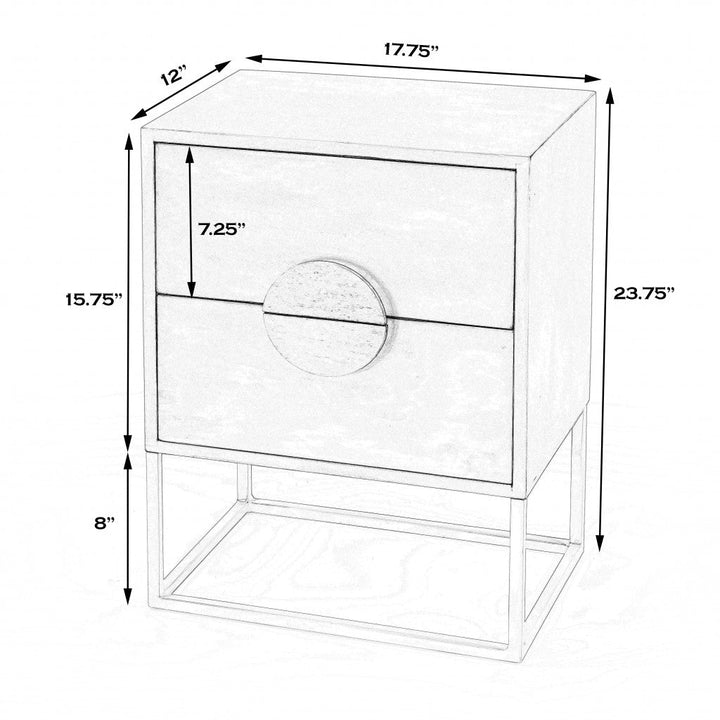 24" Off White Two Drawer Nightstand Image 4