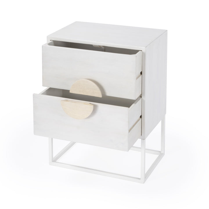 24" Off White Two Drawer Nightstand Image 5