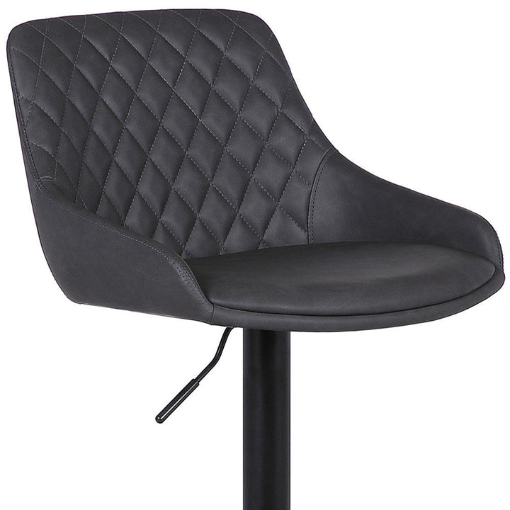 24" Gray And Black Iron Swivel Low Back Adjustable Height Bar Chair Image 9