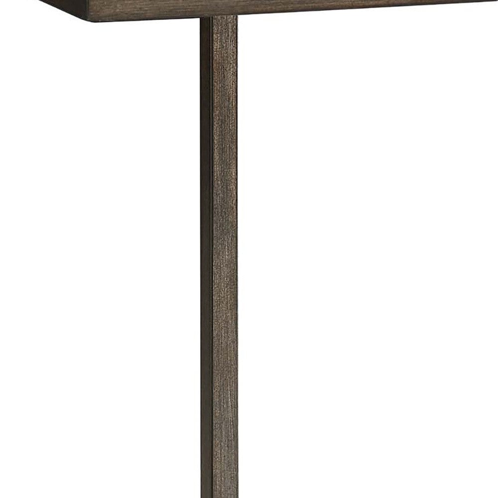 25" Black And Oak Solid Wood Rectangular End Table Image 3