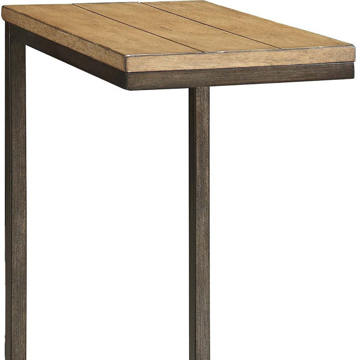 25" Black And Oak Solid Wood Rectangular End Table Image 4