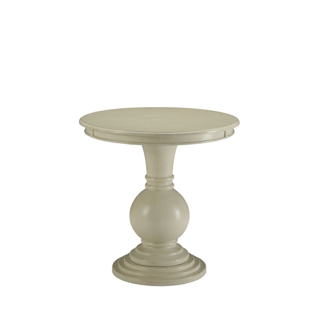 26" White Solid And Manufactured Wood Round End Table Image 5