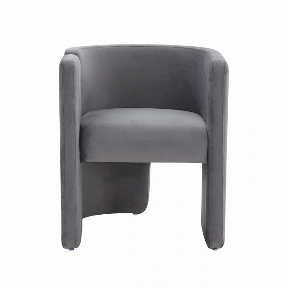 24" Grey Velvet Asymmetrical Base Arm Chair Image 2