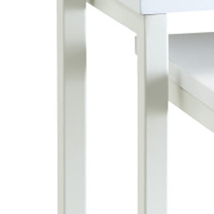 24" White Solid Wood Rectangular End Table Image 3