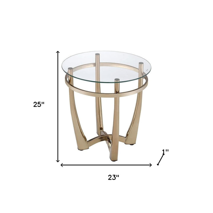 25" Champagne And Clear Glass Round End Table Image 5