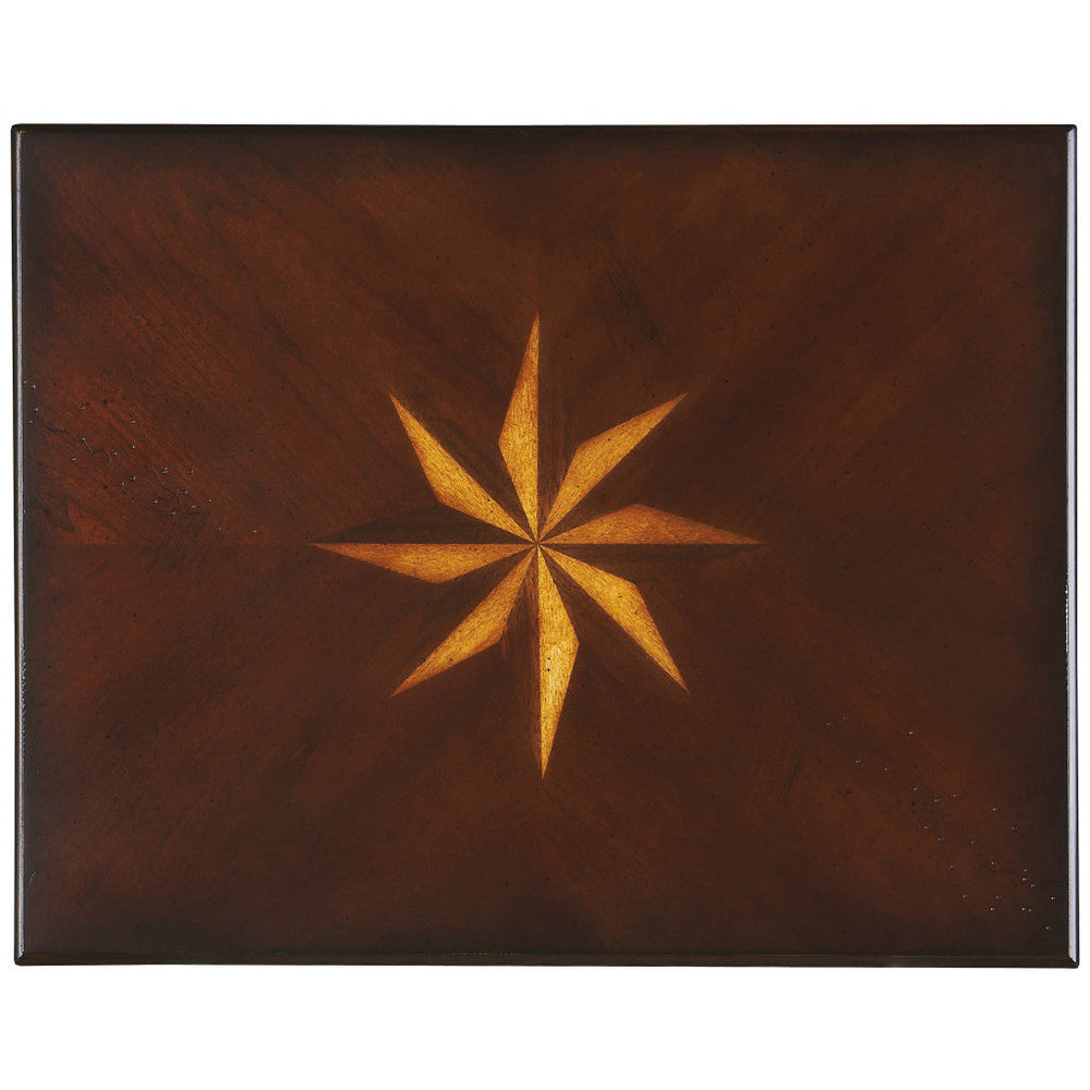 25" Cherry Brown Starburst Inlay End Table Image 2