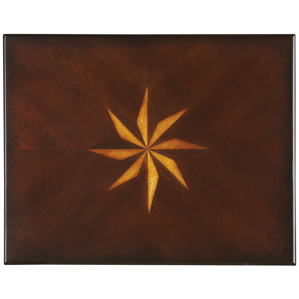 25" Cherry Brown Starburst Inlay End Table Image 2