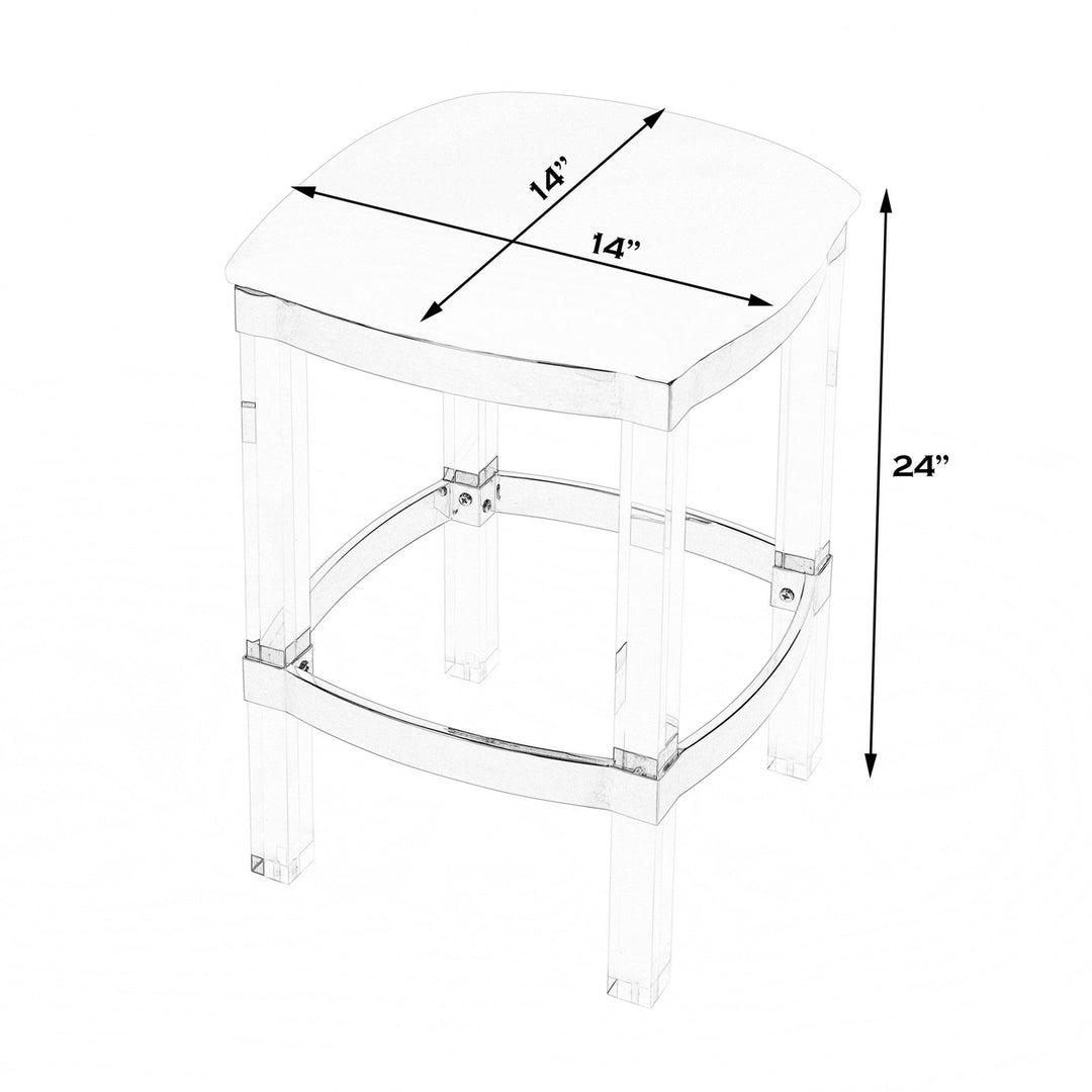 24" White And Clear Acrylic Backless Counter Height Bar Chair Image 6