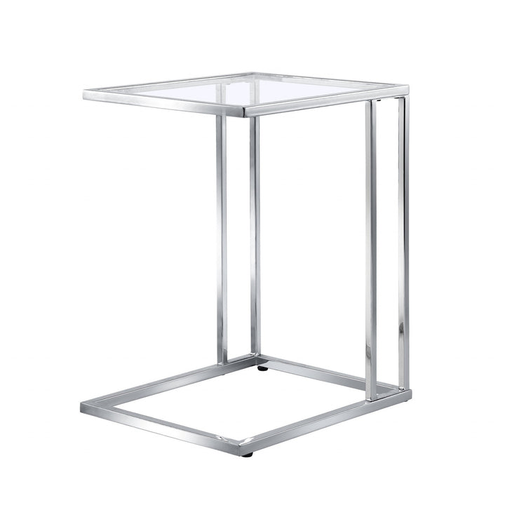 25" Chrome And Clear Glass Square End Table Image 1