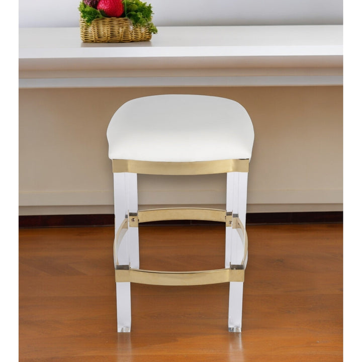 24" White And Clear Acrylic Backless Counter Height Bar Chair Image 8