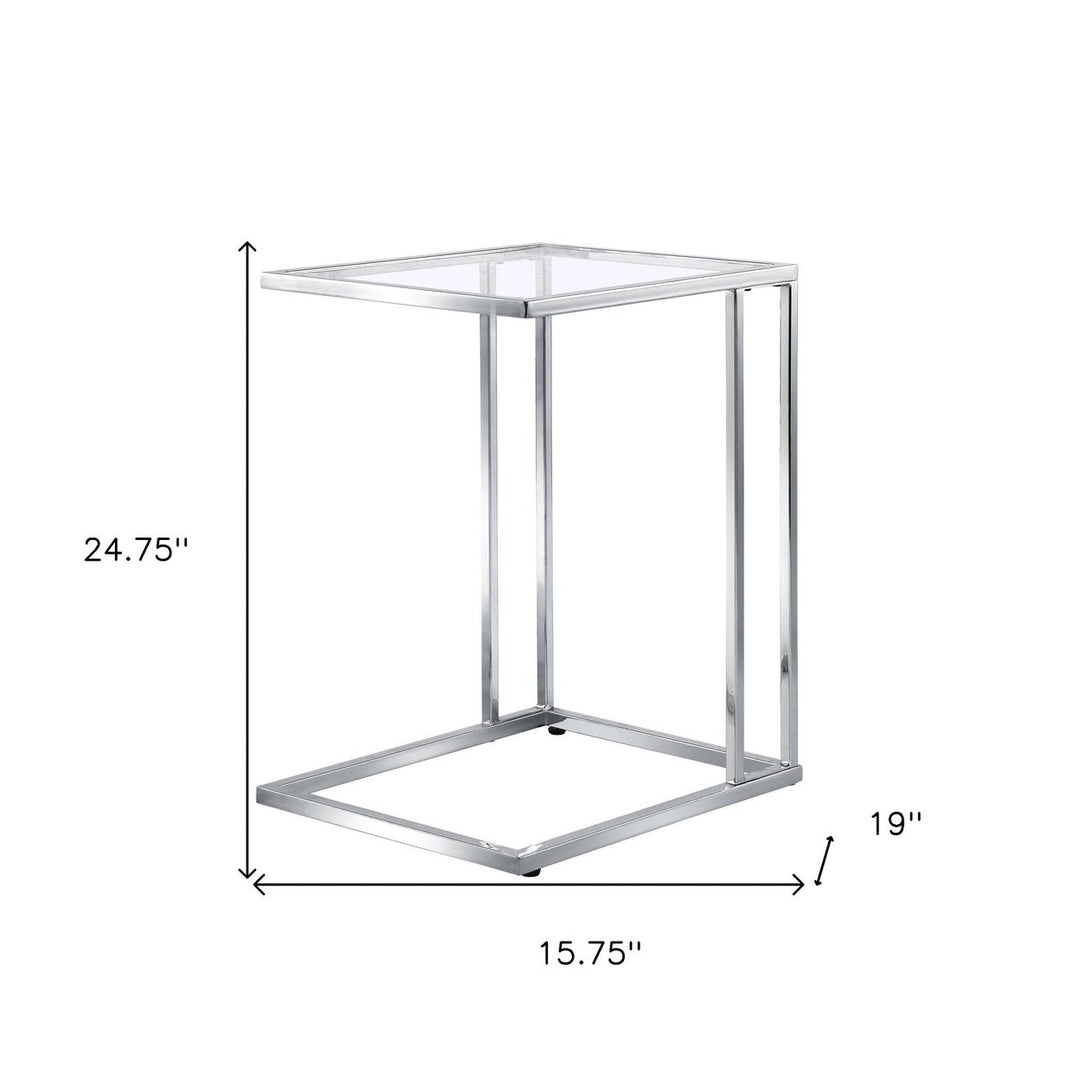 25" Chrome And Clear Glass Square End Table Image 2