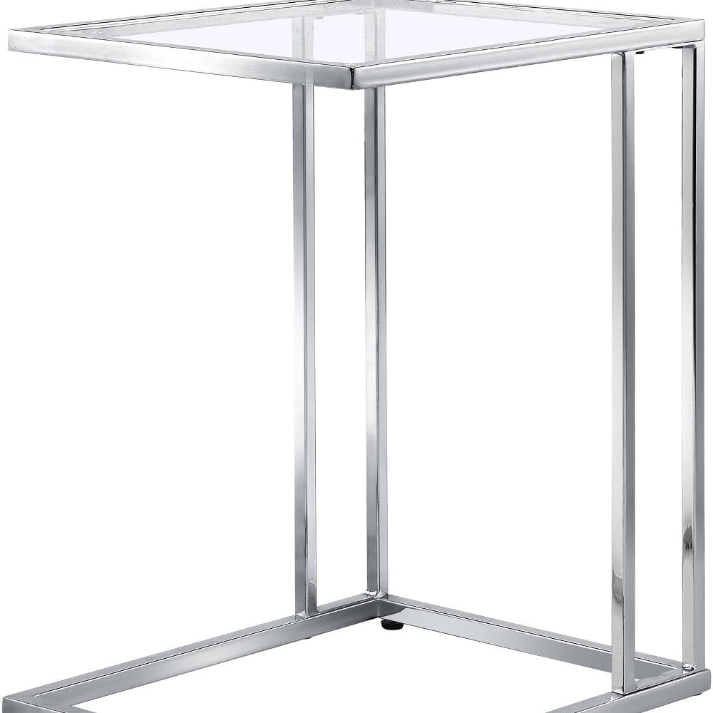 25" Chrome And Clear Glass Square End Table Image 4