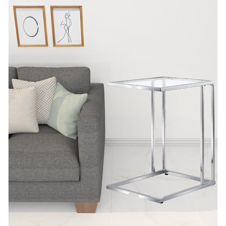 25" Chrome And Clear Glass Square End Table Image 5