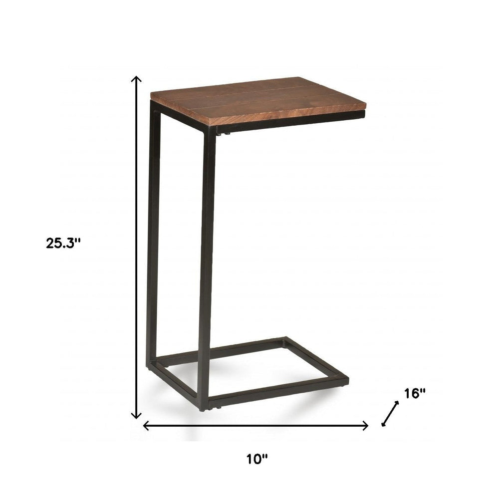 25" Black And Chestnut Solid Wood Rectangular End Table Image 2