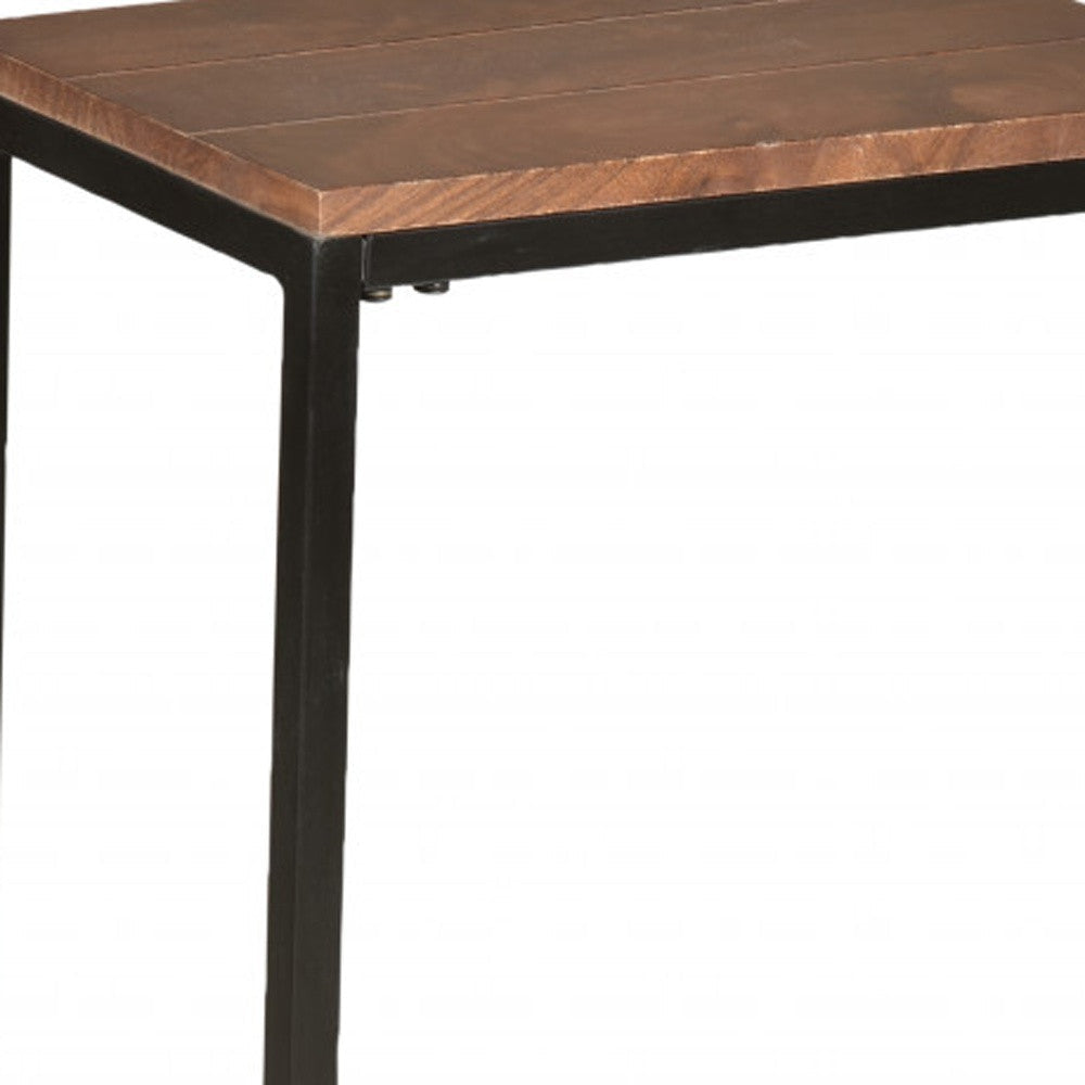 25" Black And Chestnut Solid Wood Rectangular End Table Image 3