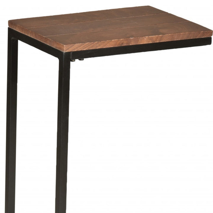 25" Black And Chestnut Solid Wood Rectangular End Table Image 4