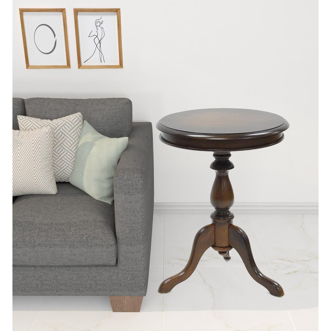 25" Dark Brown Manufactured Wood Round End Table Image 5