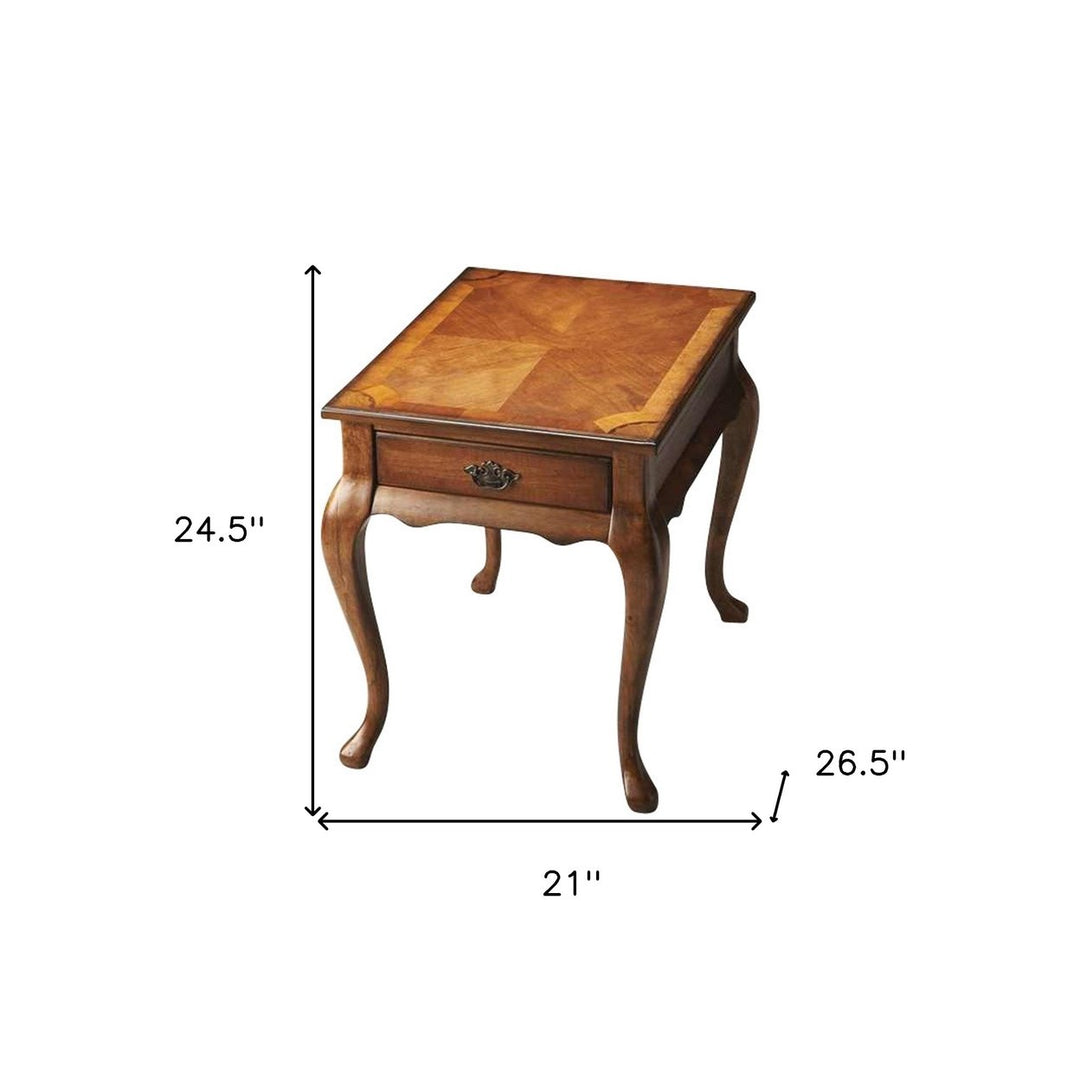 25" Medium Brown Solid and Manufactured Wood End Table With Drawer Image 4