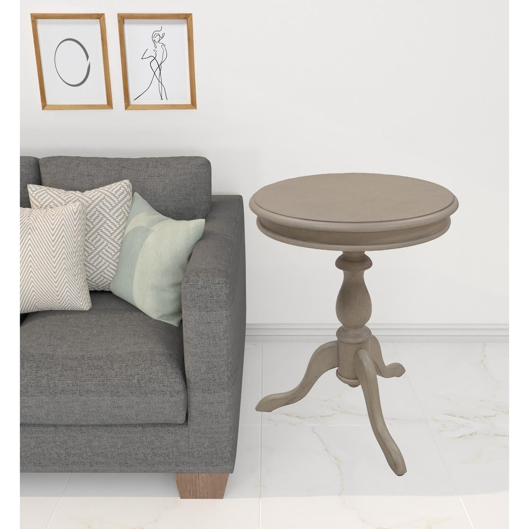 25" Taupe Gray Manufactured Wood Round End Table Image 5