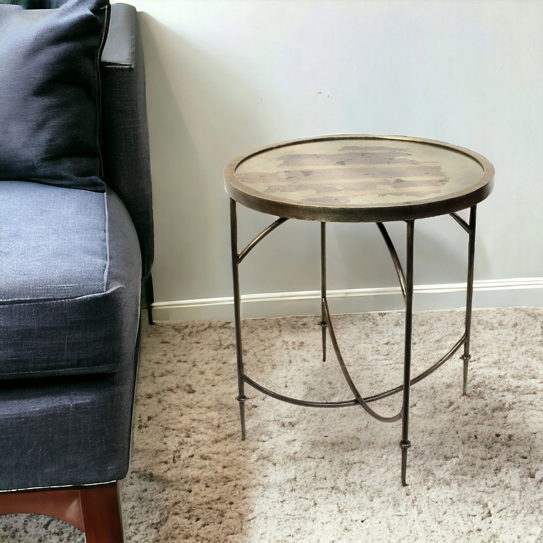 25" Nickel Iron Round End Table Image 7