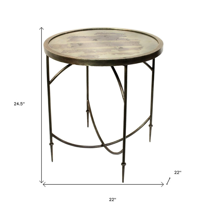 25" Nickel Iron Round End Table Image 8