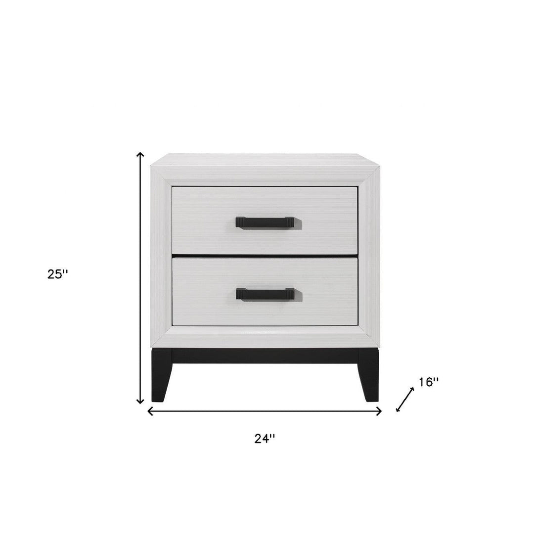 25" White Two Drawer Nightstand Image 4