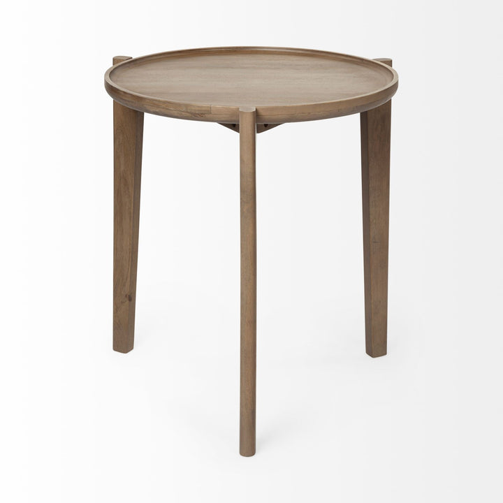 24" Brown Round End Table Image 3