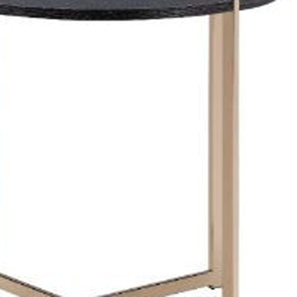 24" Champagne And Black Manufactured Wood And Metal Round End Table Image 3