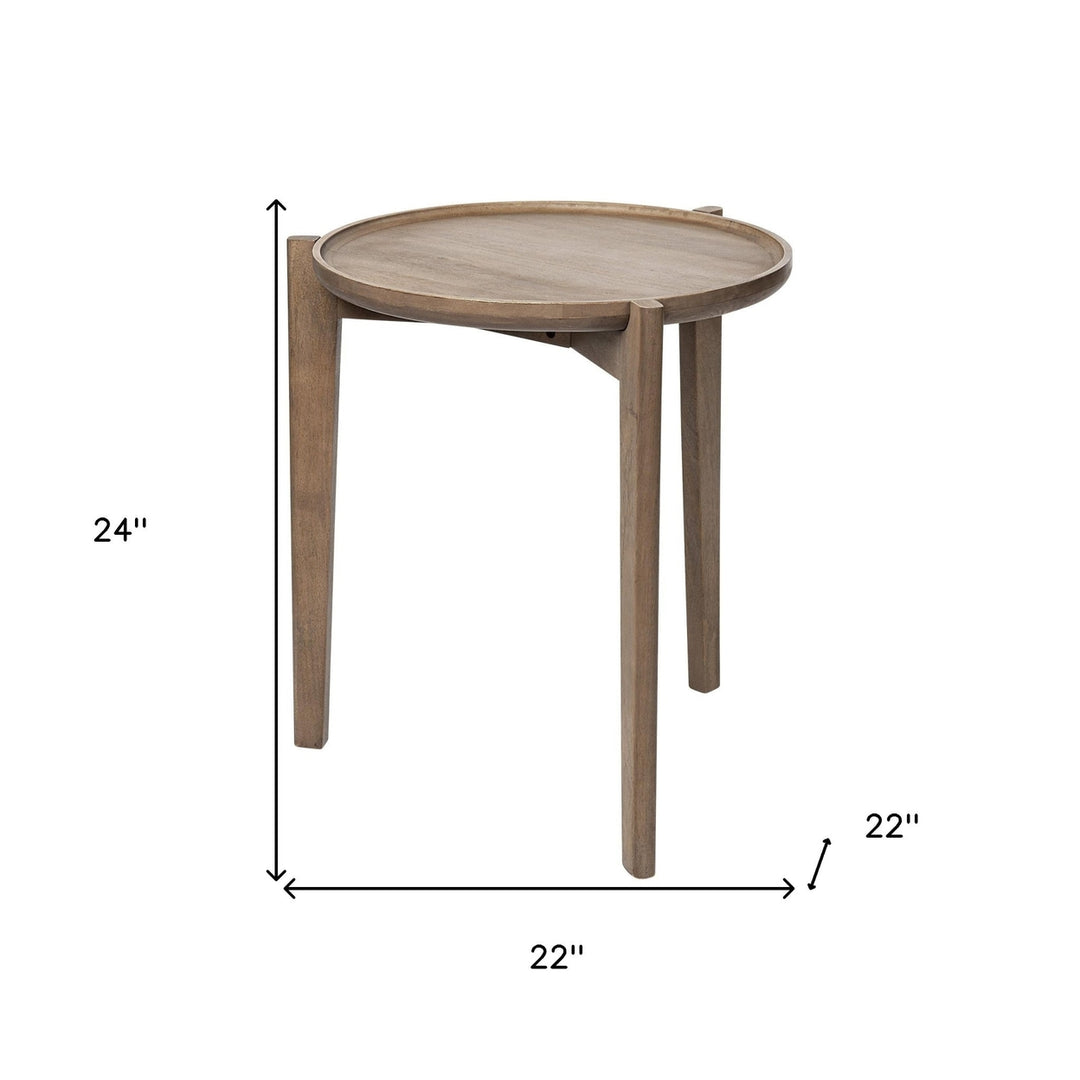 24" Brown Round End Table Image 7