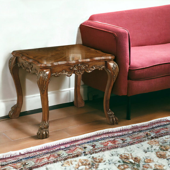 24" Cherry Oak And Brown Solid Wood End Table Image 6