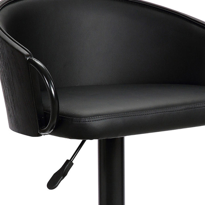 24" Black Faux Leather And Iron Swivel Low Back Adjustable Height Bar Chair Image 7