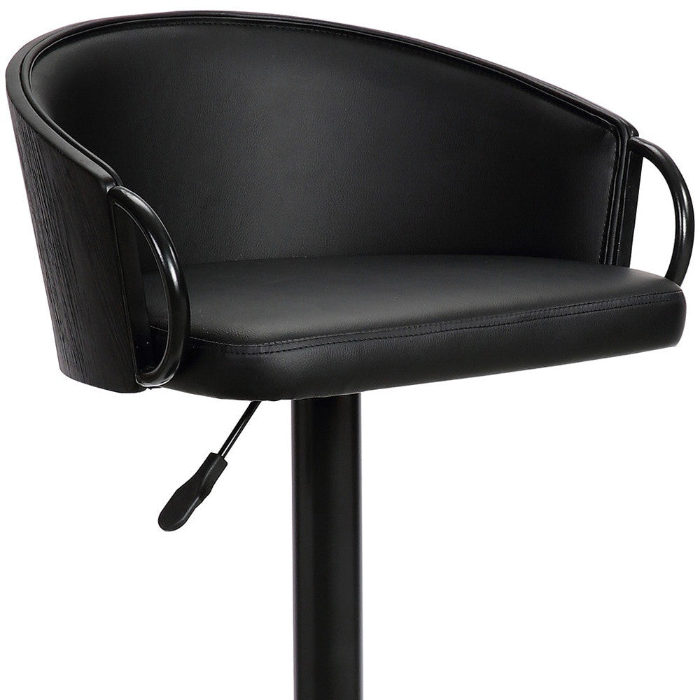 24" Black Faux Leather And Iron Swivel Low Back Adjustable Height Bar Chair Image 8