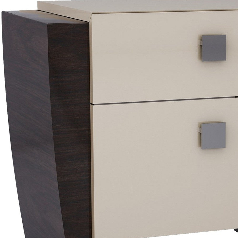 22" Refined Beige High Gloss Nightstand Image 4