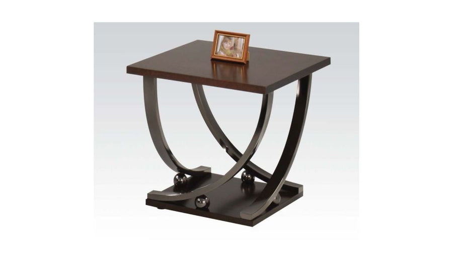 23" Black and Brown End Table Image 1