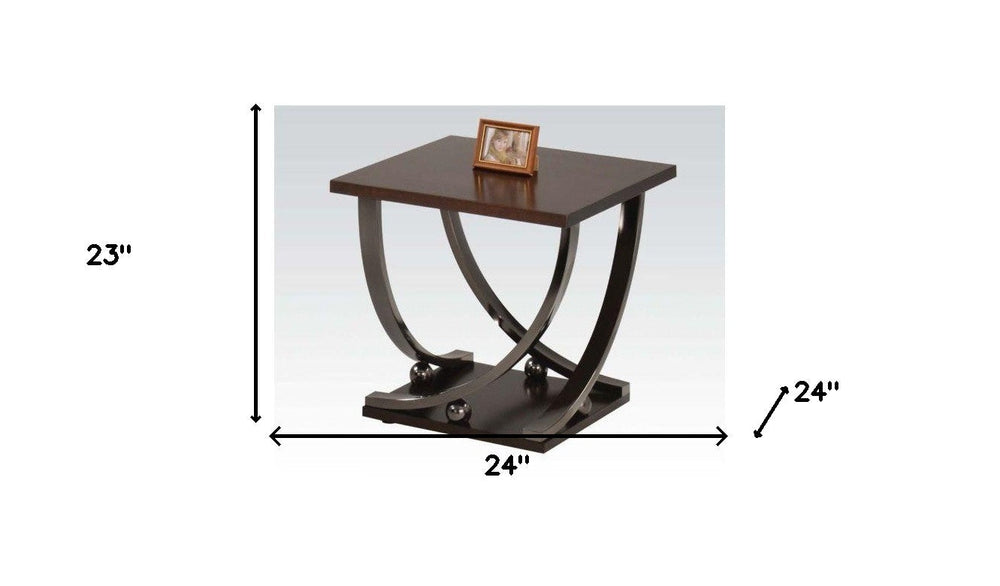 23" Black and Brown End Table Image 2