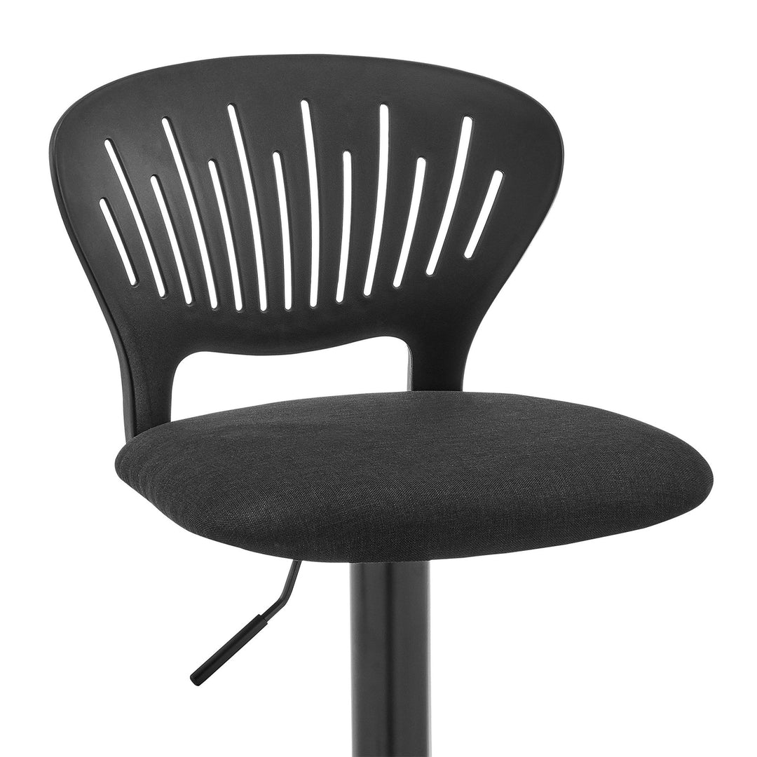 23" Black Iron Swivel Low Back Adjustable Height Bar Chair Image 8