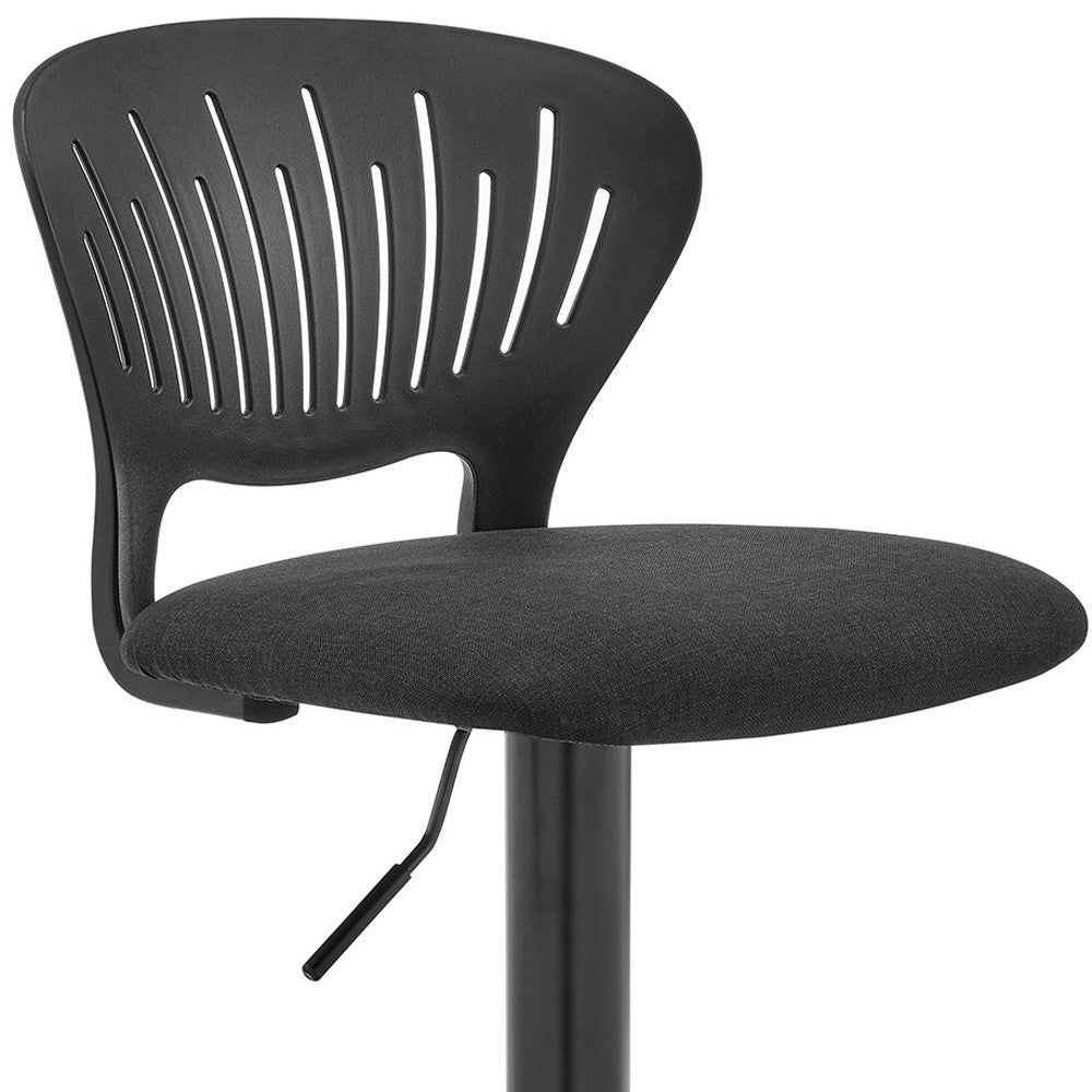 23" Black Iron Swivel Low Back Adjustable Height Bar Chair Image 11