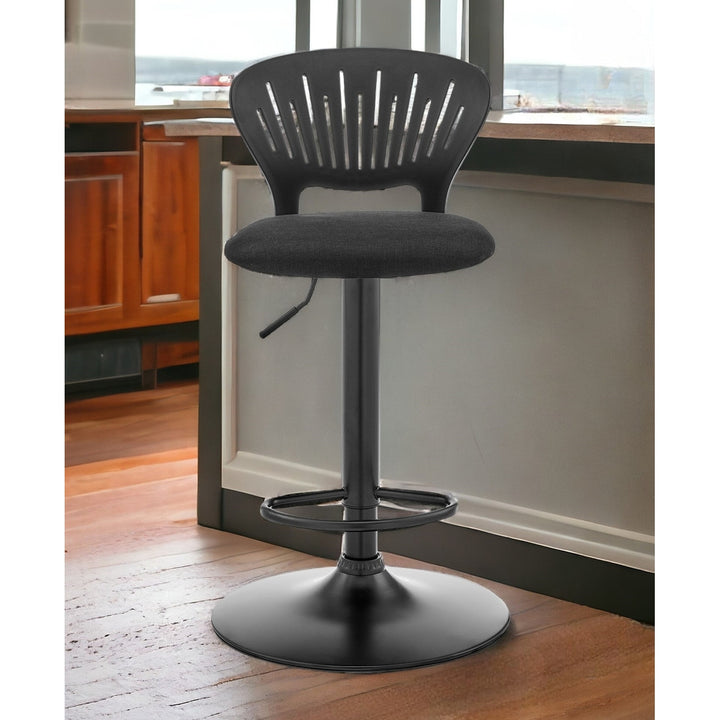 23" Black Iron Swivel Low Back Adjustable Height Bar Chair Image 12