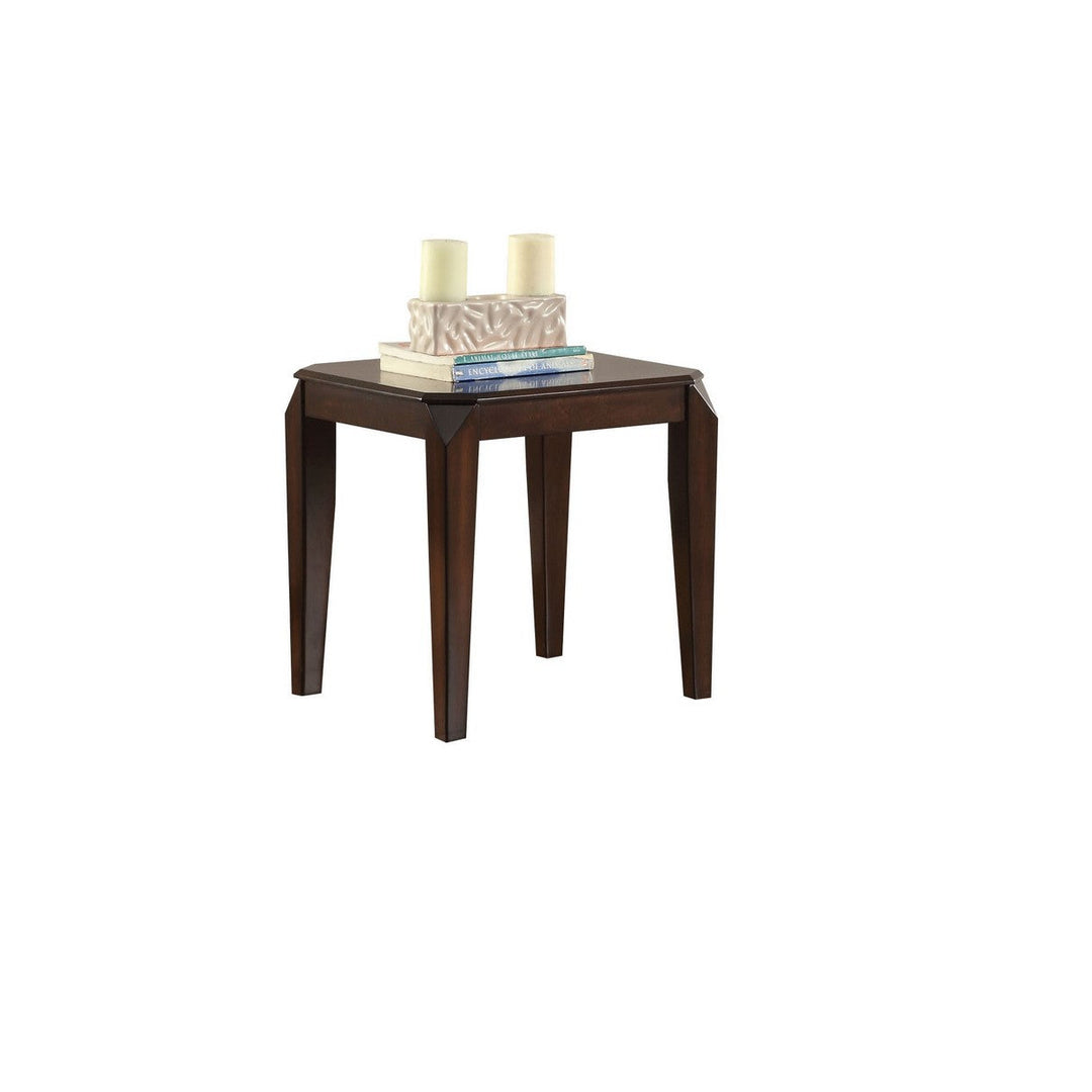 23" Dark Brown Solid Wood End Table Image 1