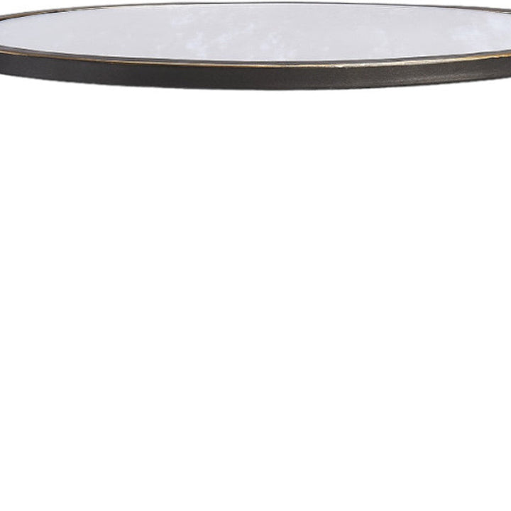 23" Black Mirrored Oval Mirrored End Table With Shelf Image 8