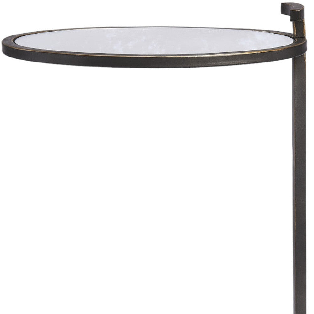 23" Black Mirrored Oval Mirrored End Table With Shelf Image 9