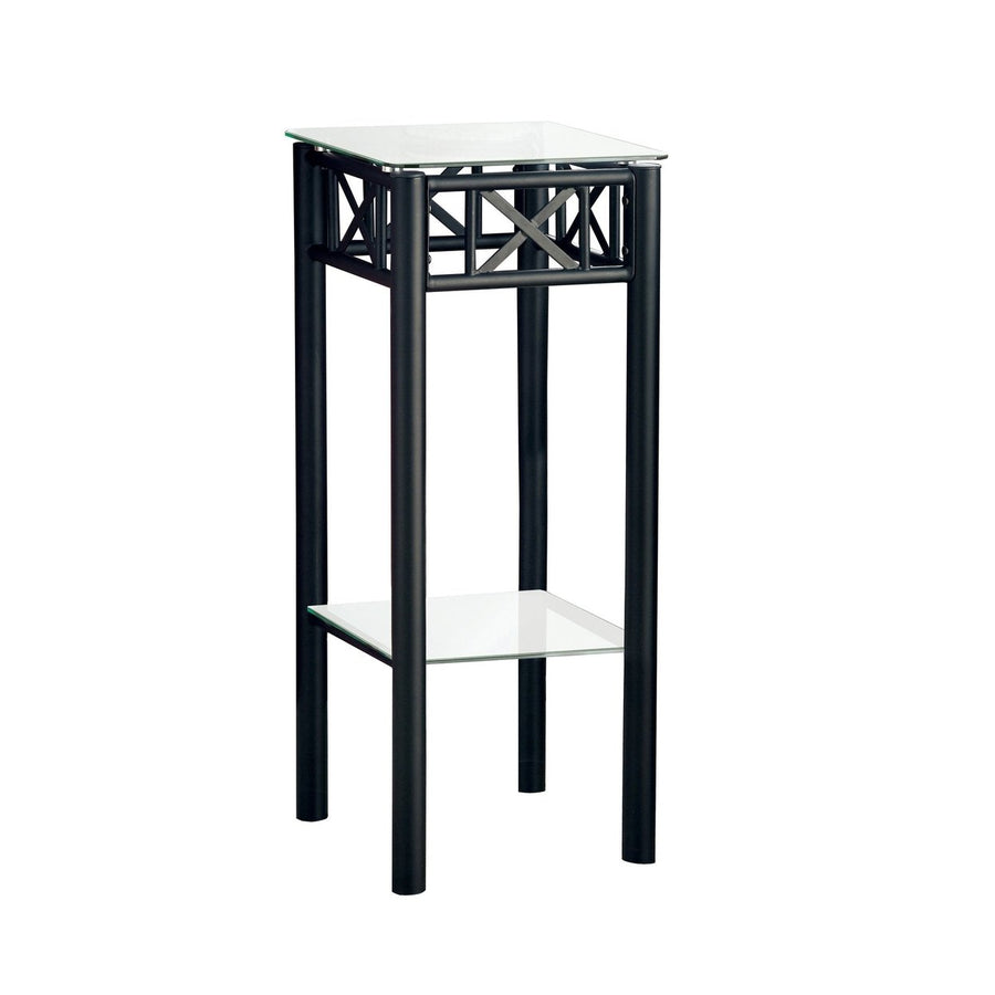 28" Black And Clear Glass Square End Table With Shelf Image 1