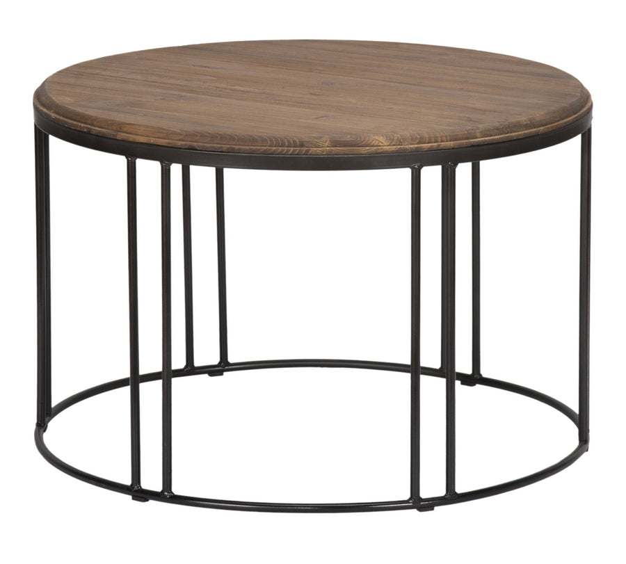 28" Brown And Black Solid Wood Round Distressed Coffee Table Image 1