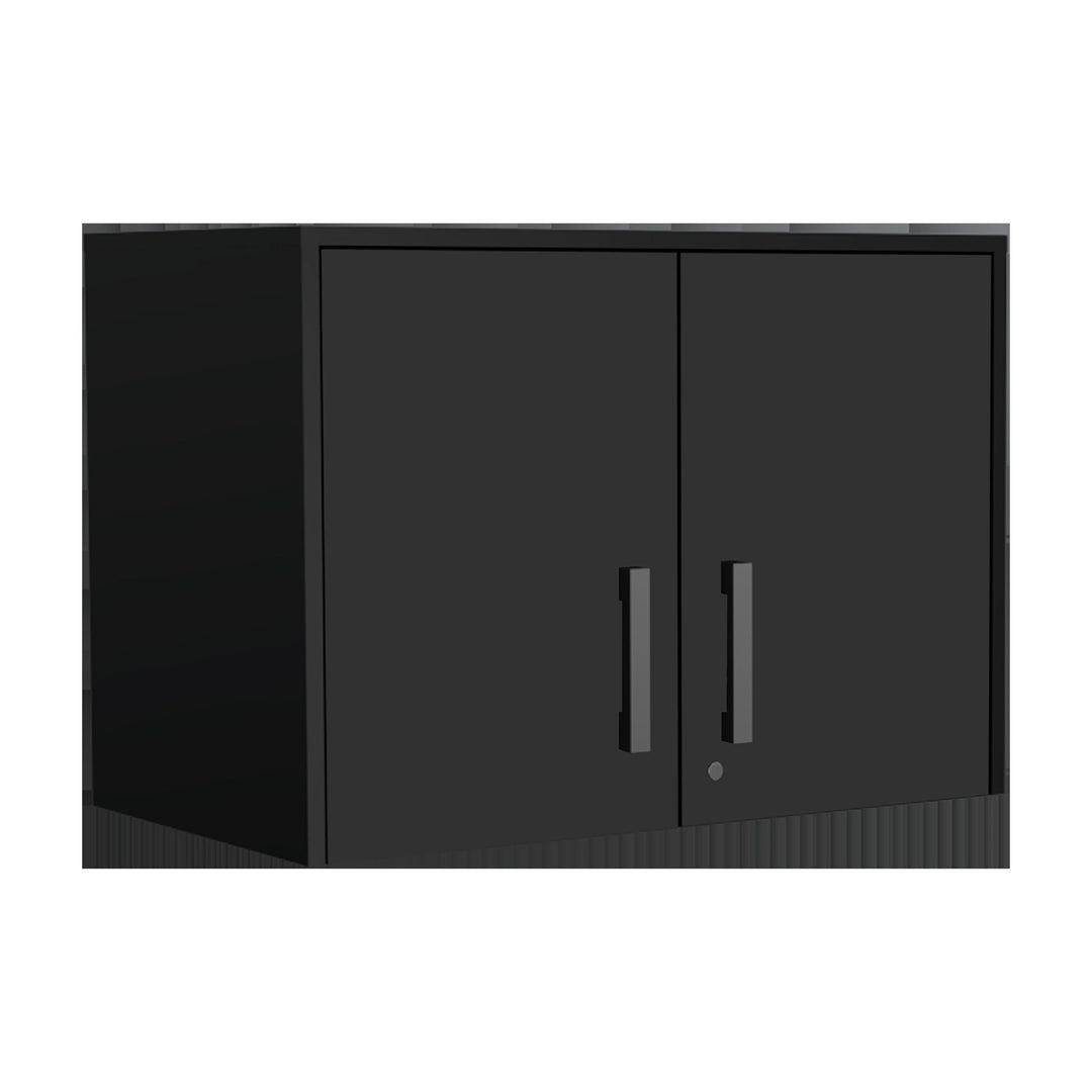 28" Black Wall mounted Accent Cabinet With Six Shelves And Three Drawers Image 6