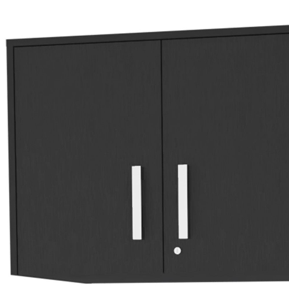 28" Black Wall mounted Accent Cabinet With Six Shelves And Three Drawers Image 9