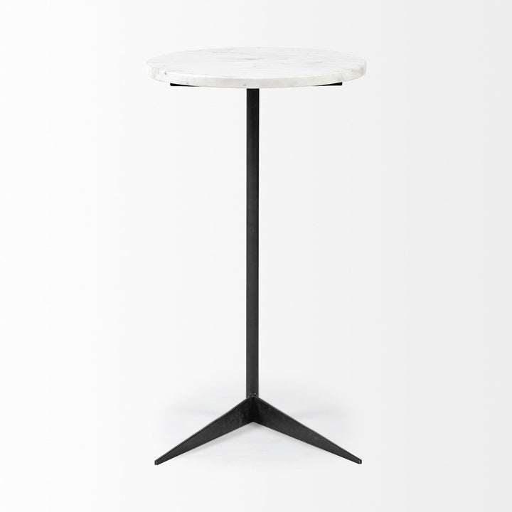 27" Black And White Marble Round End Table Image 2