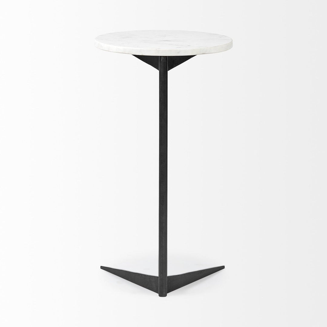 27" Black And White Marble Round End Table Image 4