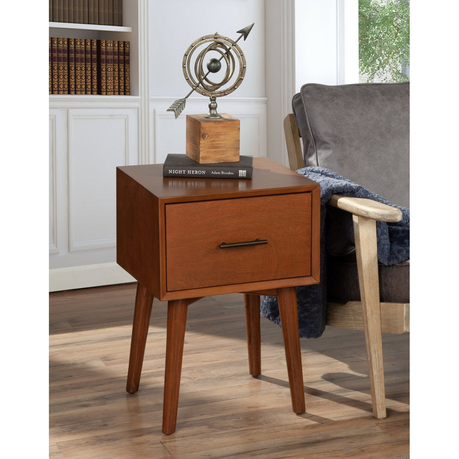 27" Brown Wood End Table With Drawer Image 1